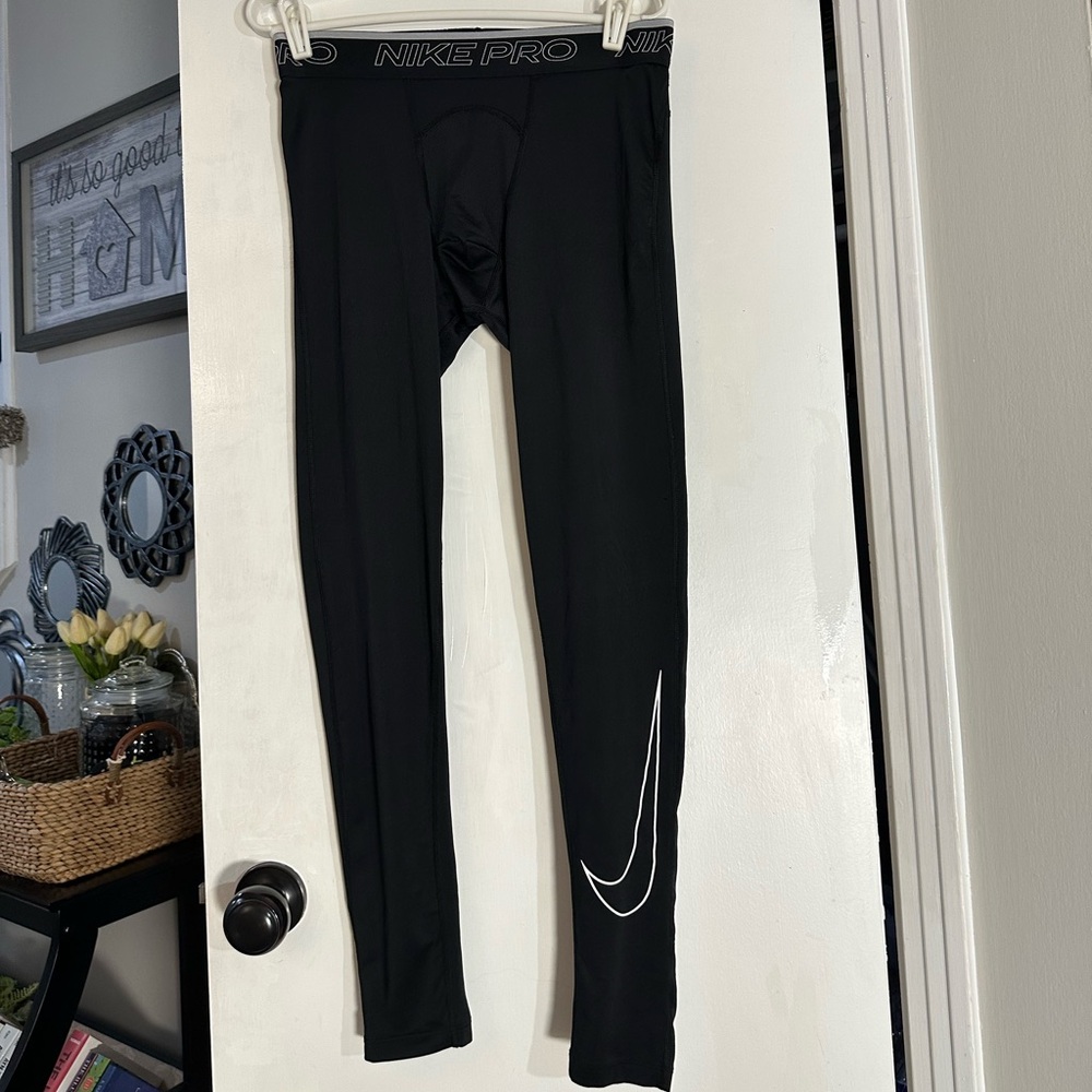 New Nike pro men large dri fit black leggings pants tights thinner tight fit L